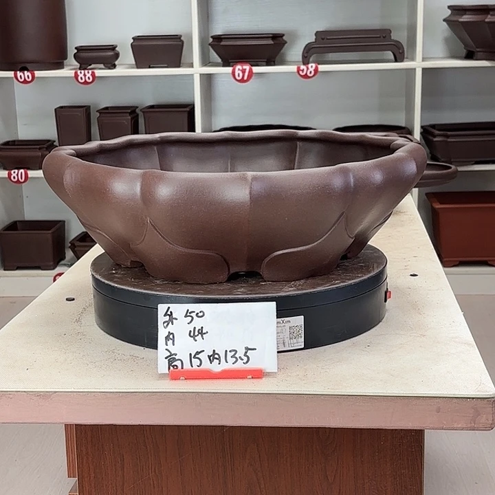 紫砂花盆连花大号