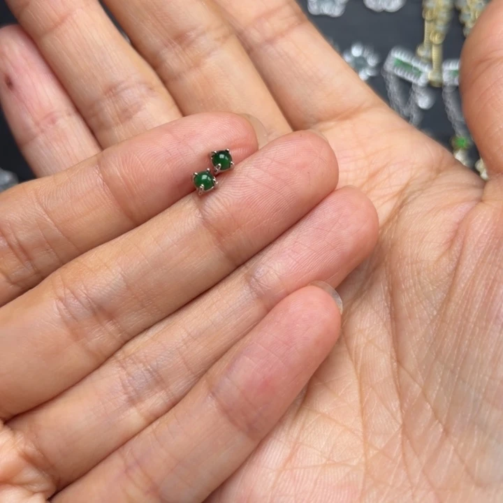 翡翠银S925镶嵌耳饰