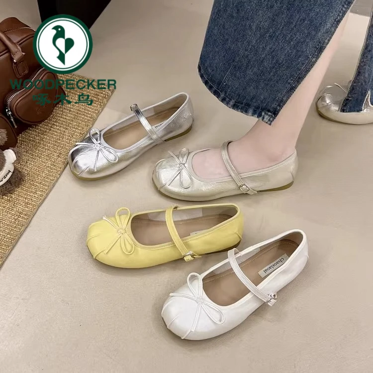 啄木鸟法式晚晚风平底玛丽珍单鞋2025新款夏季配裙子芭蕾舞豆豆鞋