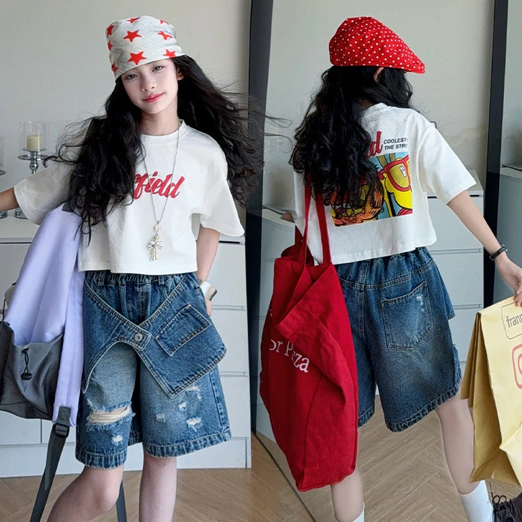 儿童女童洋气夏季宽松夏装韩版时尚休闲网红百搭童装时岛夏季两件