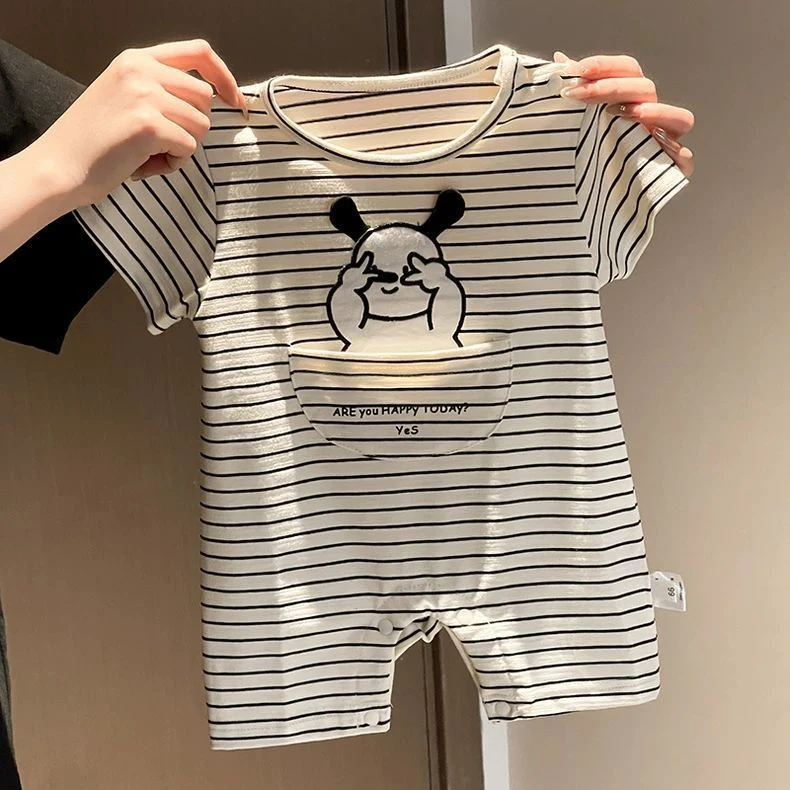 YeeHoO英氏【官方】婴儿衣服夏装2025新款男宝宝连体衣超萌可爱条纹