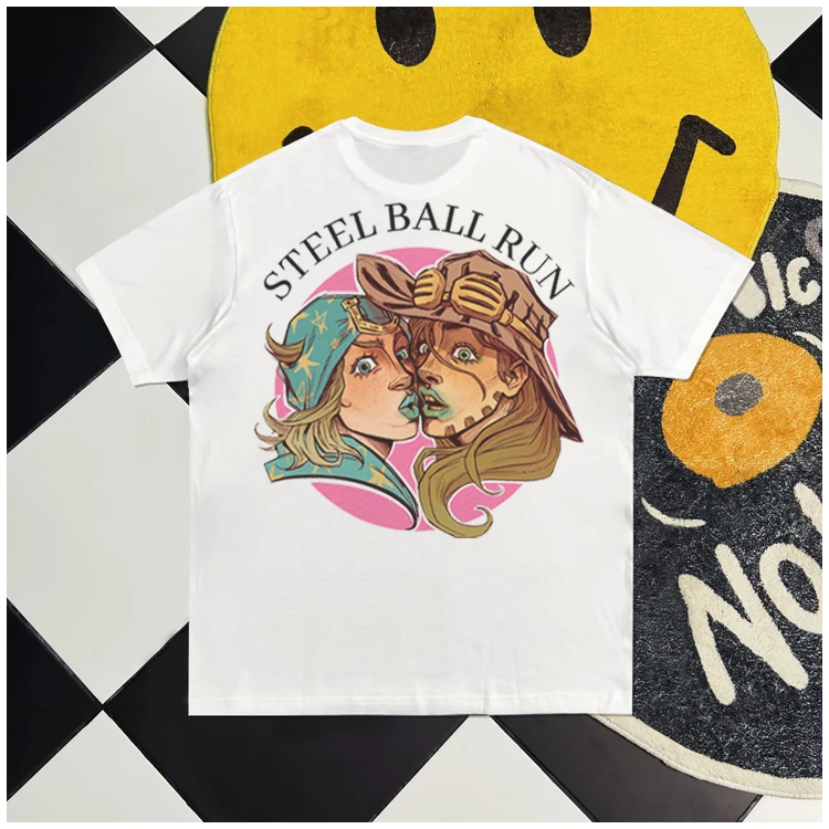 JOJO飙马野郎双人短袖t恤纯棉重磅美式复古半袖宽松男女同款夏季