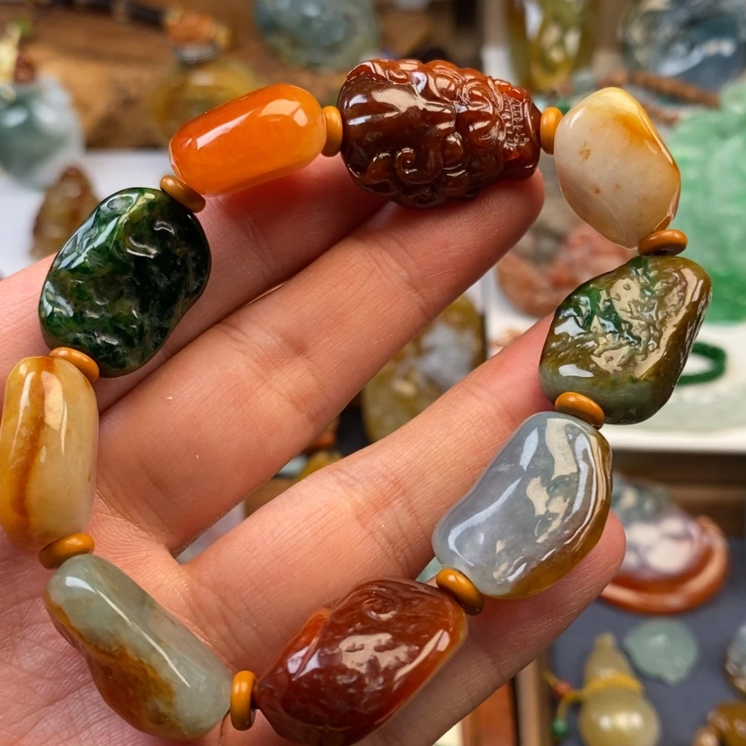 翡翠未镶嵌颈饰多宝手串