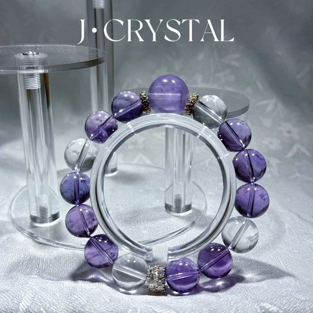 【云珀紫川】天然水晶手串.玻利维亚紫水.白水【舒缓.平衡】定制送礼