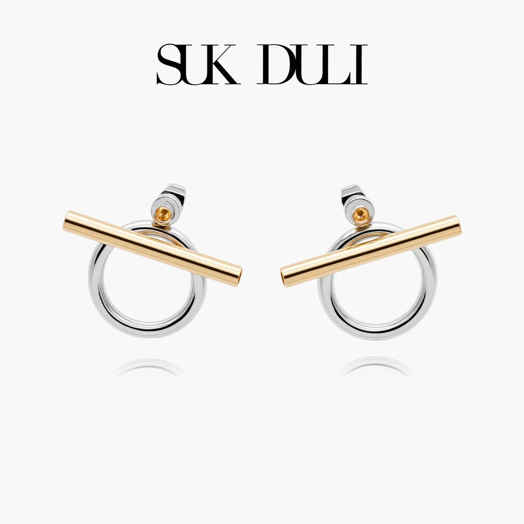SUKDULI 铜合金耳饰 OT扣几何耳钉原创设计个性小众潮