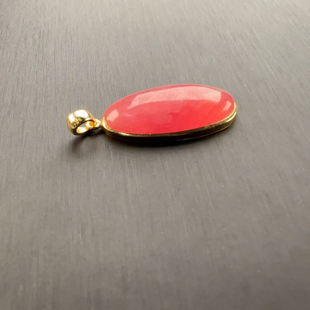 菱锰矿（红纹石）银S925镶嵌吊坠(赠链)