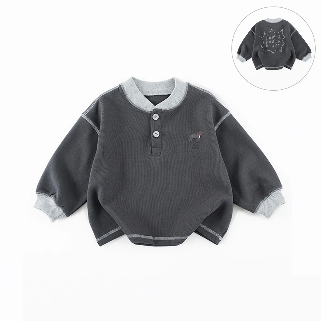 现货【棉的】儿童卫衣春秋新款男童韩版卡通拼接撞色字母上衣AS782