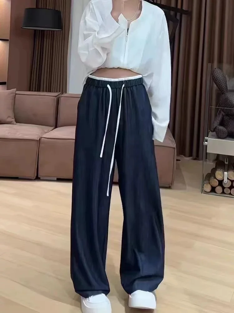 新款斜纹洗水百搭宽松弯刀裤8391