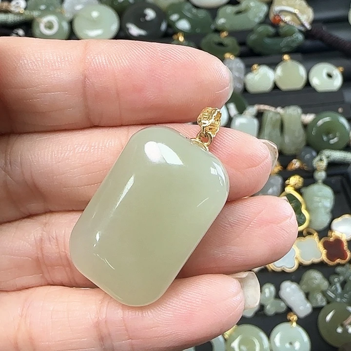 和田玉银S925镶嵌吊坠(不含链)