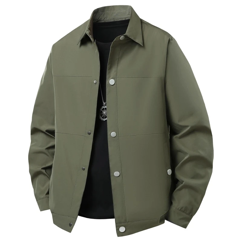 ｛春秋款｝春秋装新款男士夹克潮流韩版修身大码休闲纯色翻领上衣