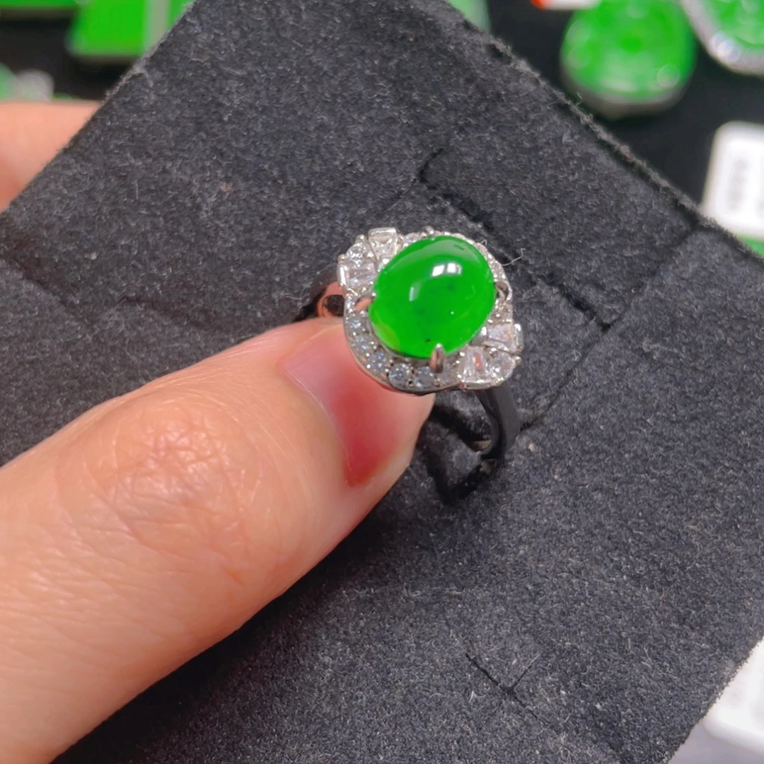 翡翠戒指银S925镶嵌111111111111