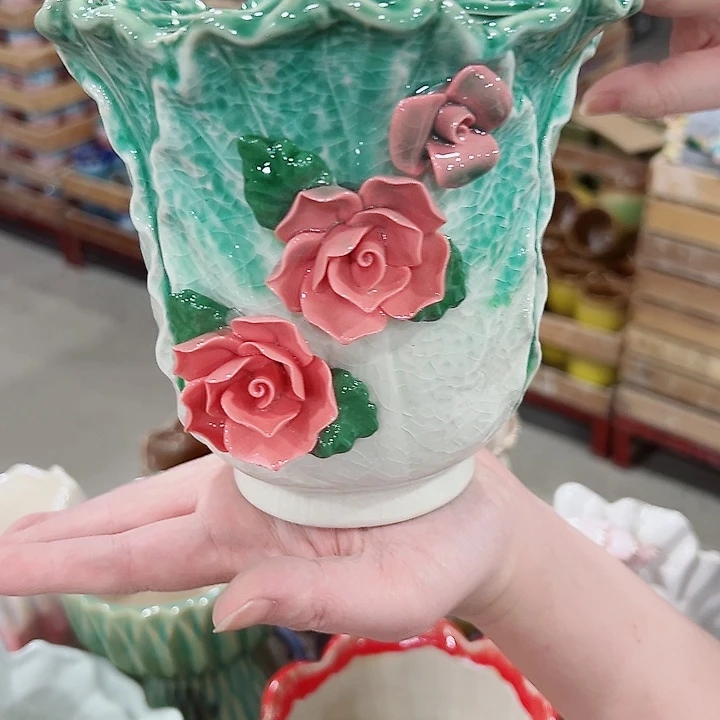 有孔.凑满10元发货多肉陶瓷花盆！