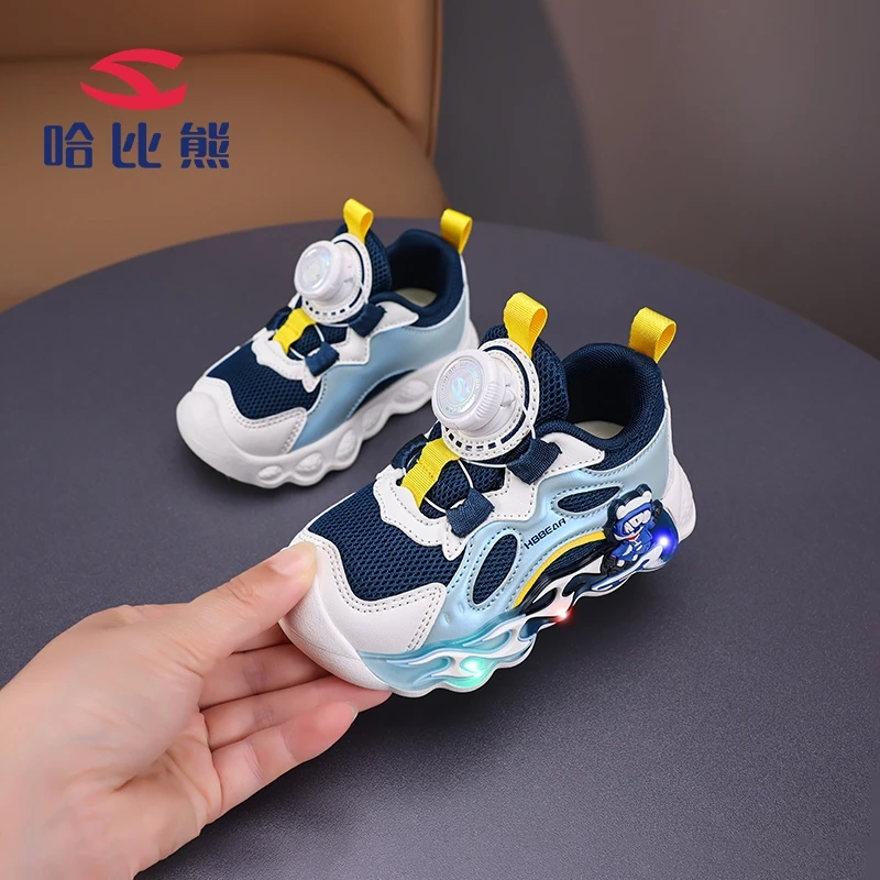 哈比熊小童童鞋秋冬透气双网软底百搭幼小儿童防滑稳步运动鞋男童