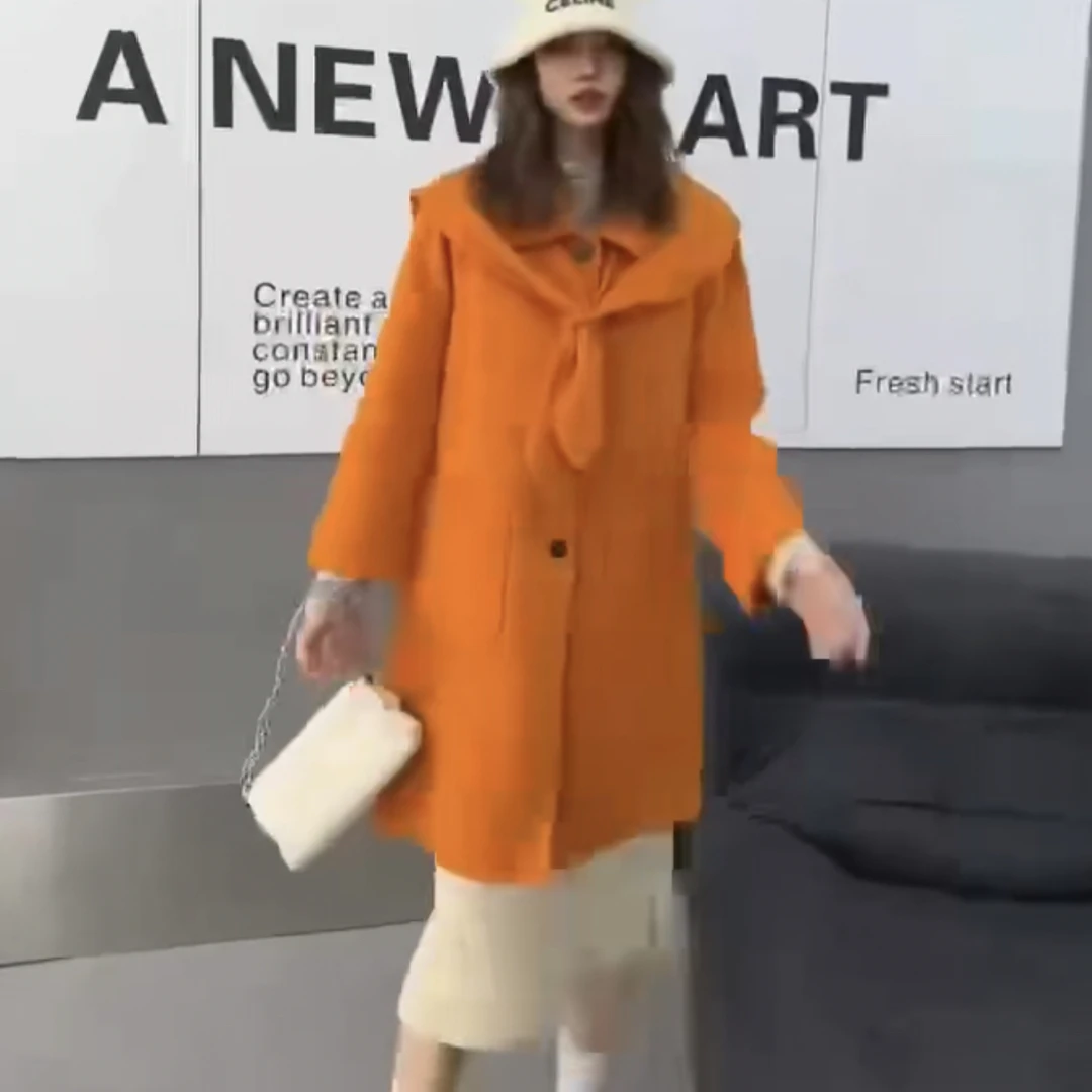 2310-B-1-1-1  新款上新女装羊毛韩版学院风配领子双面呢当季冬装