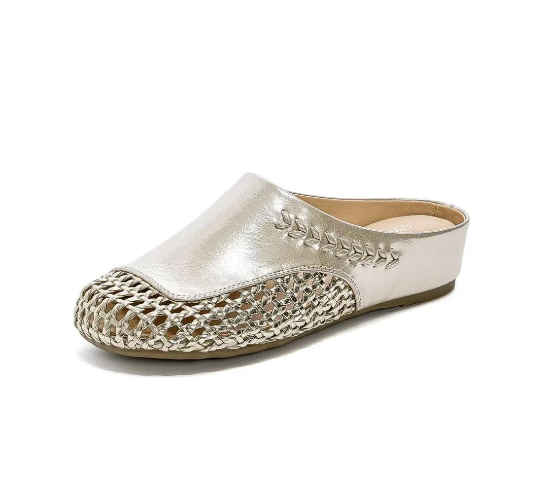 夏季穆勒鞋透气软底罗马鞋时尚休闲编织镂空洞洞平底凉鞋My  c826