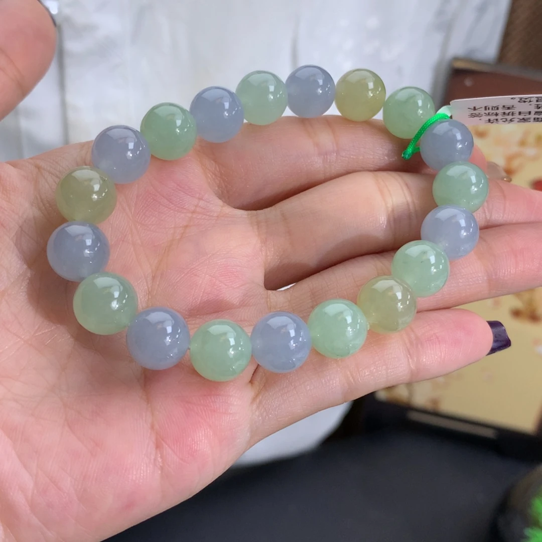 翡翠未镶嵌手串卡10冰胶多宝手串