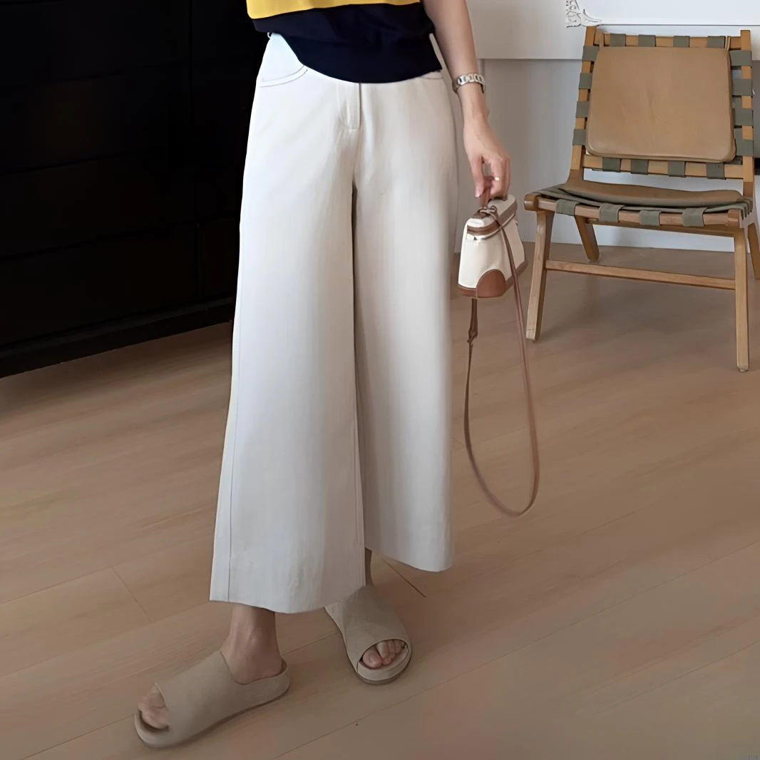 【余欢欢】 夏季必备体感凉爽休闲九分直筒裤-YHK50168