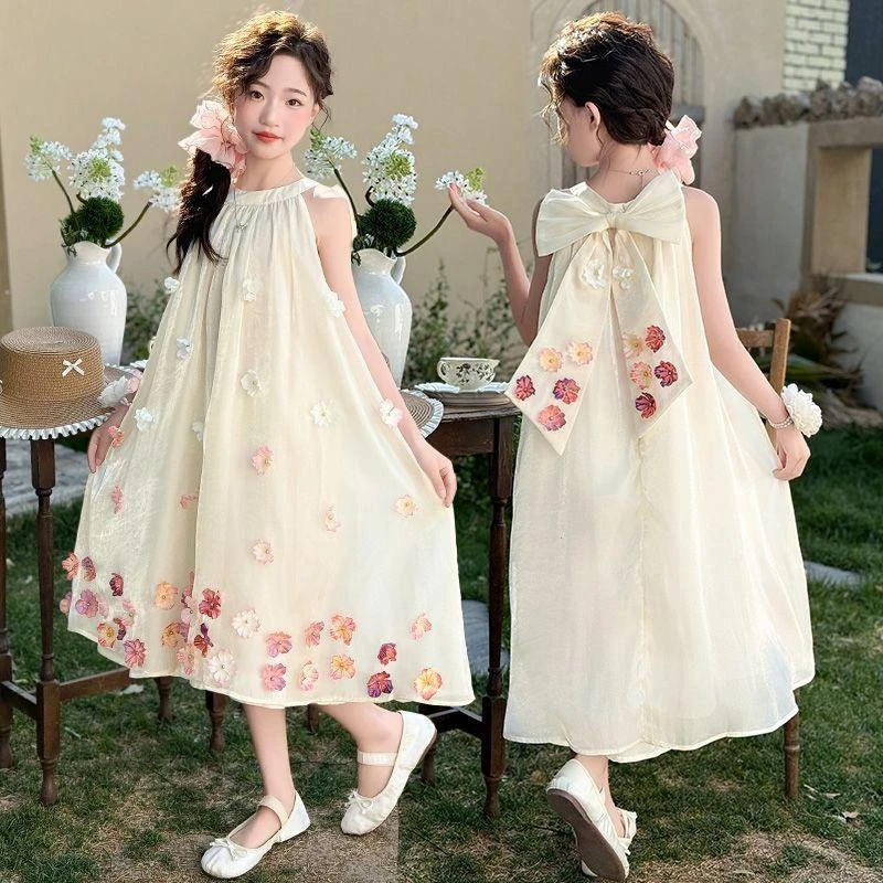 女童连衣裙夏装薄款新款洋气女孩裙子女大童吊带裙儿童夏季公主裙