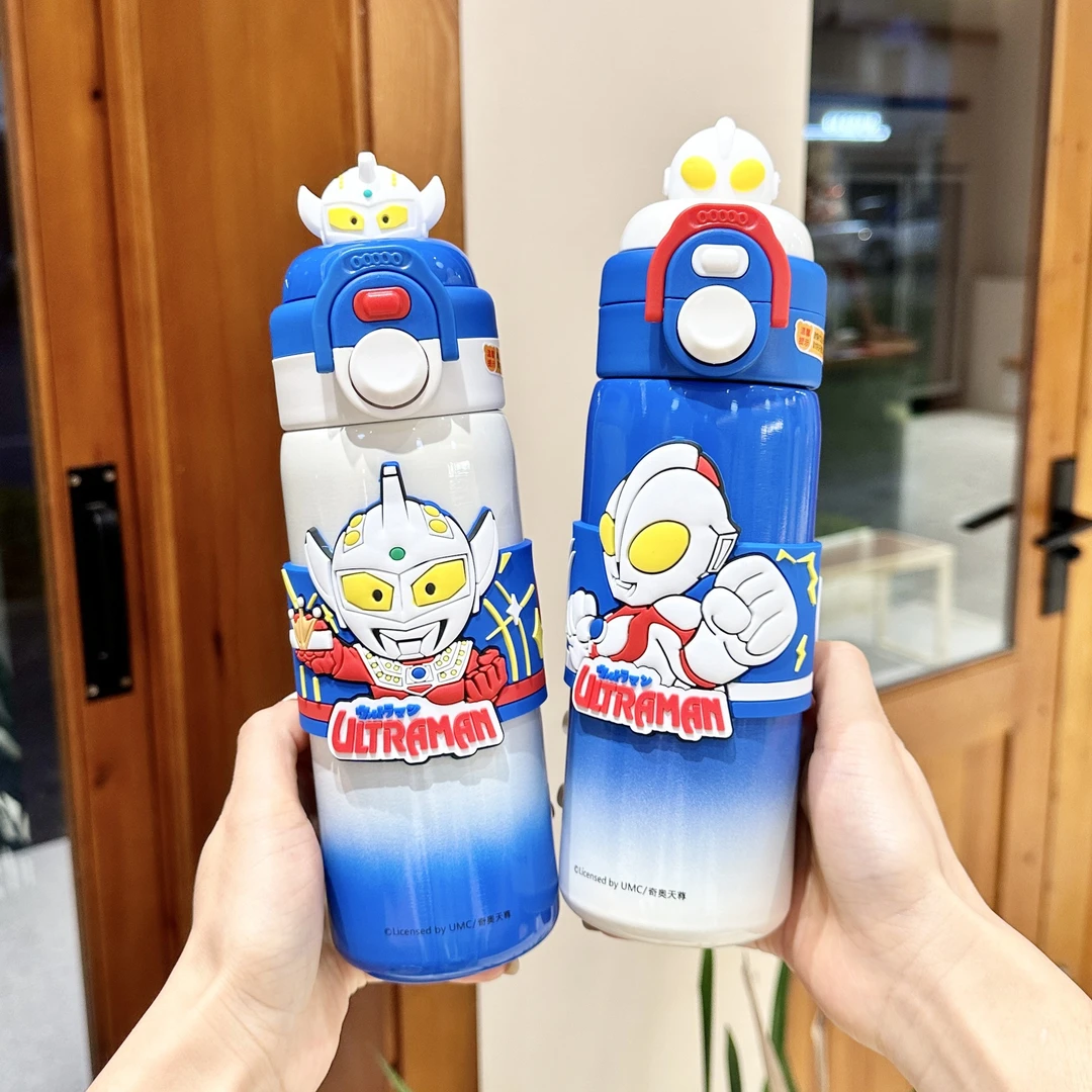 奥特曼保温杯316不锈钢小学生上学水杯保温制冷大容量便携弹盖