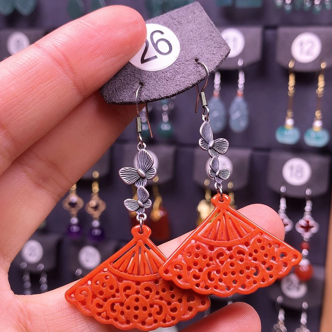 银S925镶嵌翡翠耳饰