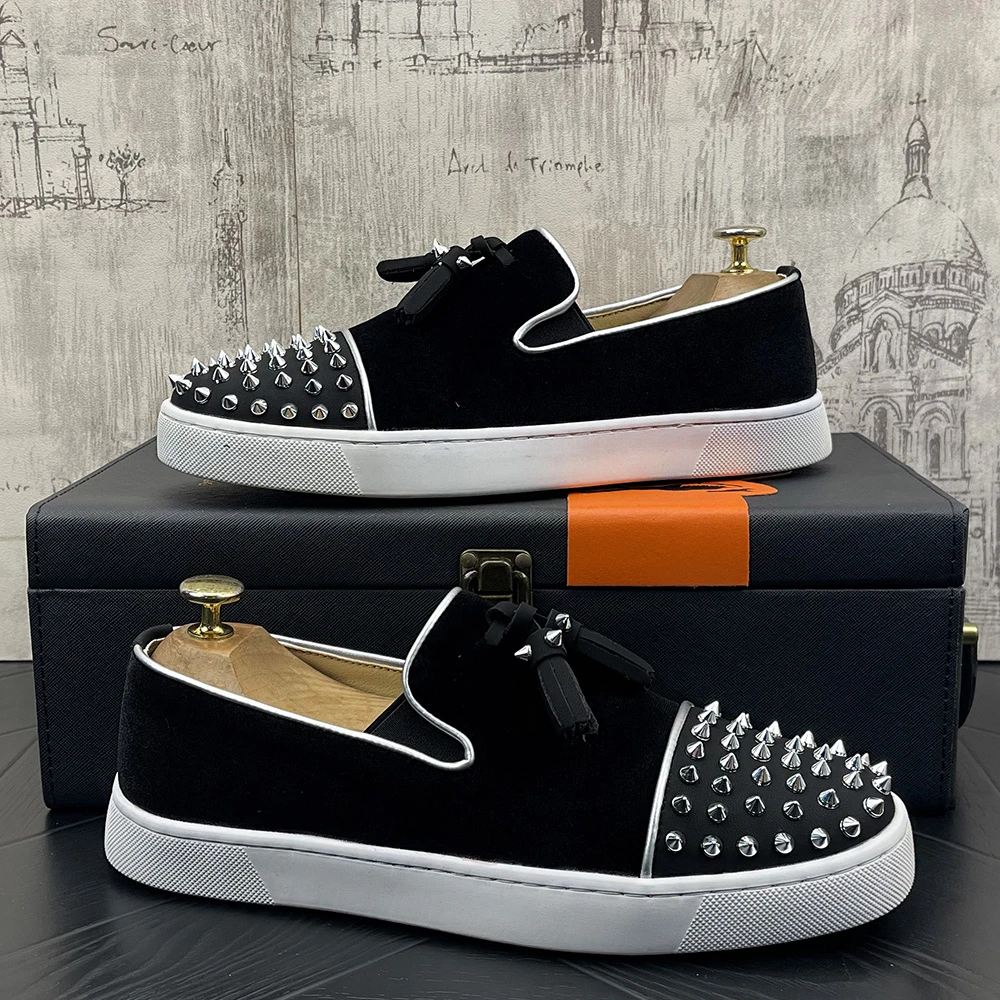 乐福鞋男款夏季新款朋克风铆钉豆豆鞋轻奢高级痞帅男鞋一脚蹬潮鞋