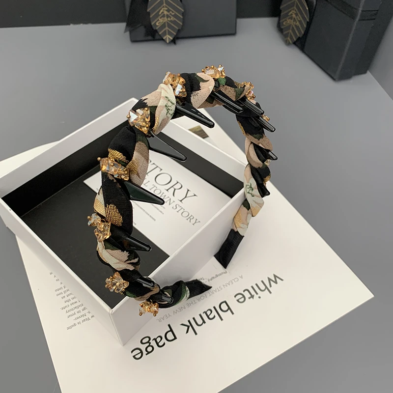 油画少女水钻发箍女经典时尚波浪锯齿防滑头箍高颅顶显脸小发饰