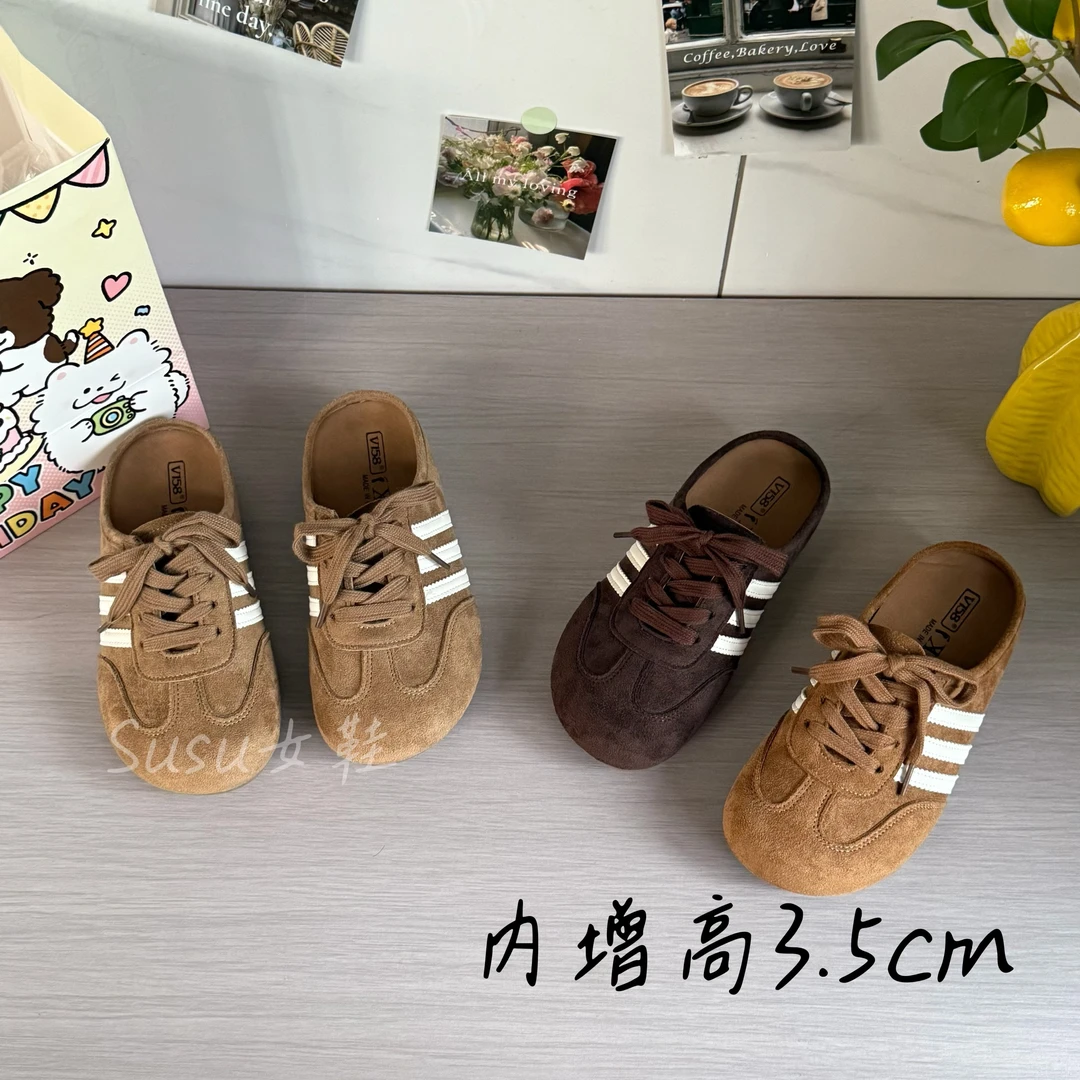 勃肯包头半拖鞋女2025年秋季新款一脚蹬懒人无后跟休闲德训鞋平底