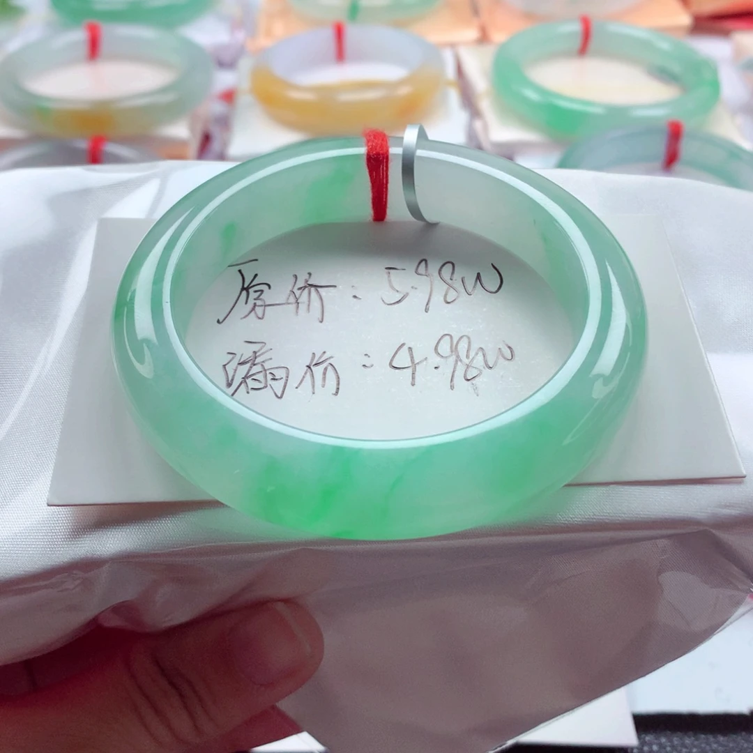 翡翠未镶嵌手镯55.3冰润起胶阳春白雪完美超值必收款A