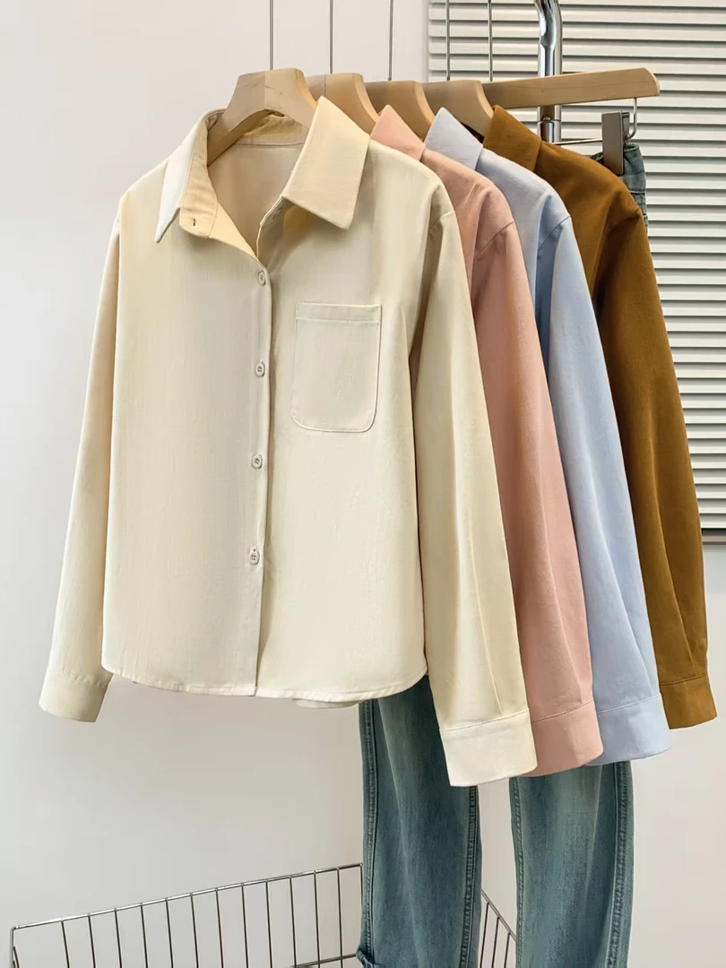 【小个子衬衣】2025秋冬磨毛百搭纯棉衬衣短款加厚开衫时尚外套