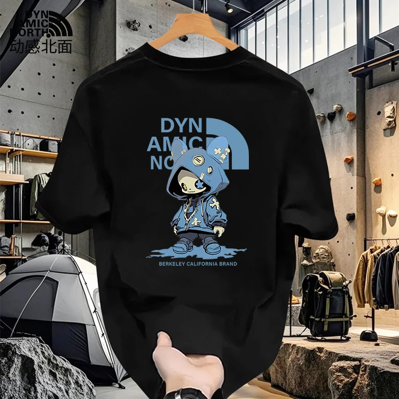 动感北面印花短袖t恤半袖大码夏季暗黑风T恤潮流日常圆领上衣ins