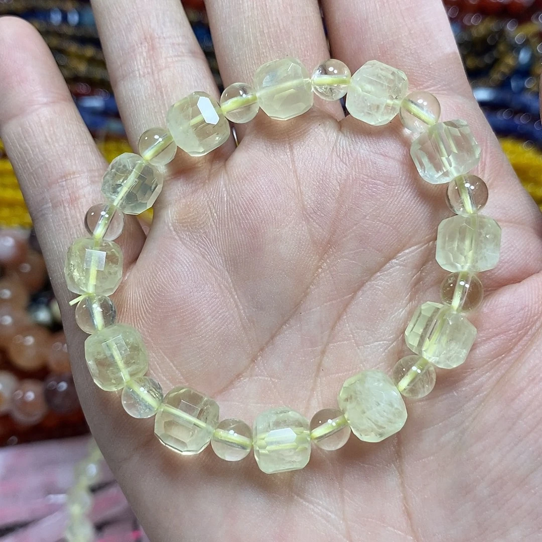 玛瑙/玉髓未镶嵌珠宝半成品柠檬黄水晶手串卡9m