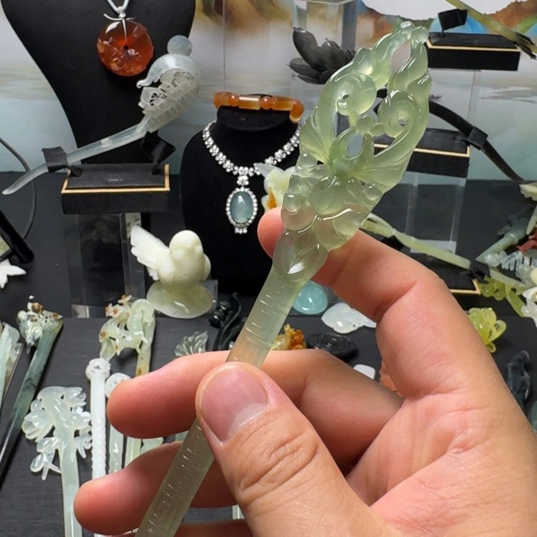 南****未镶嵌蛇纹石玉发饰