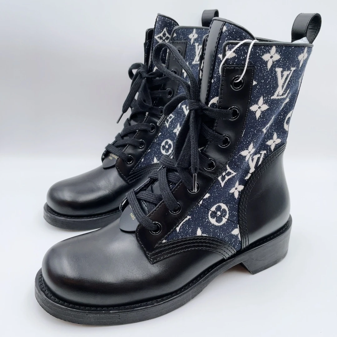 95新 LouisVuitton/路易威登 37.5码老花满印短靴my578