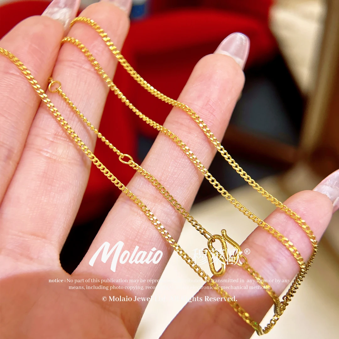 足金999【古巴链】素金古巴配链金色百搭简约时尚手工XV W006