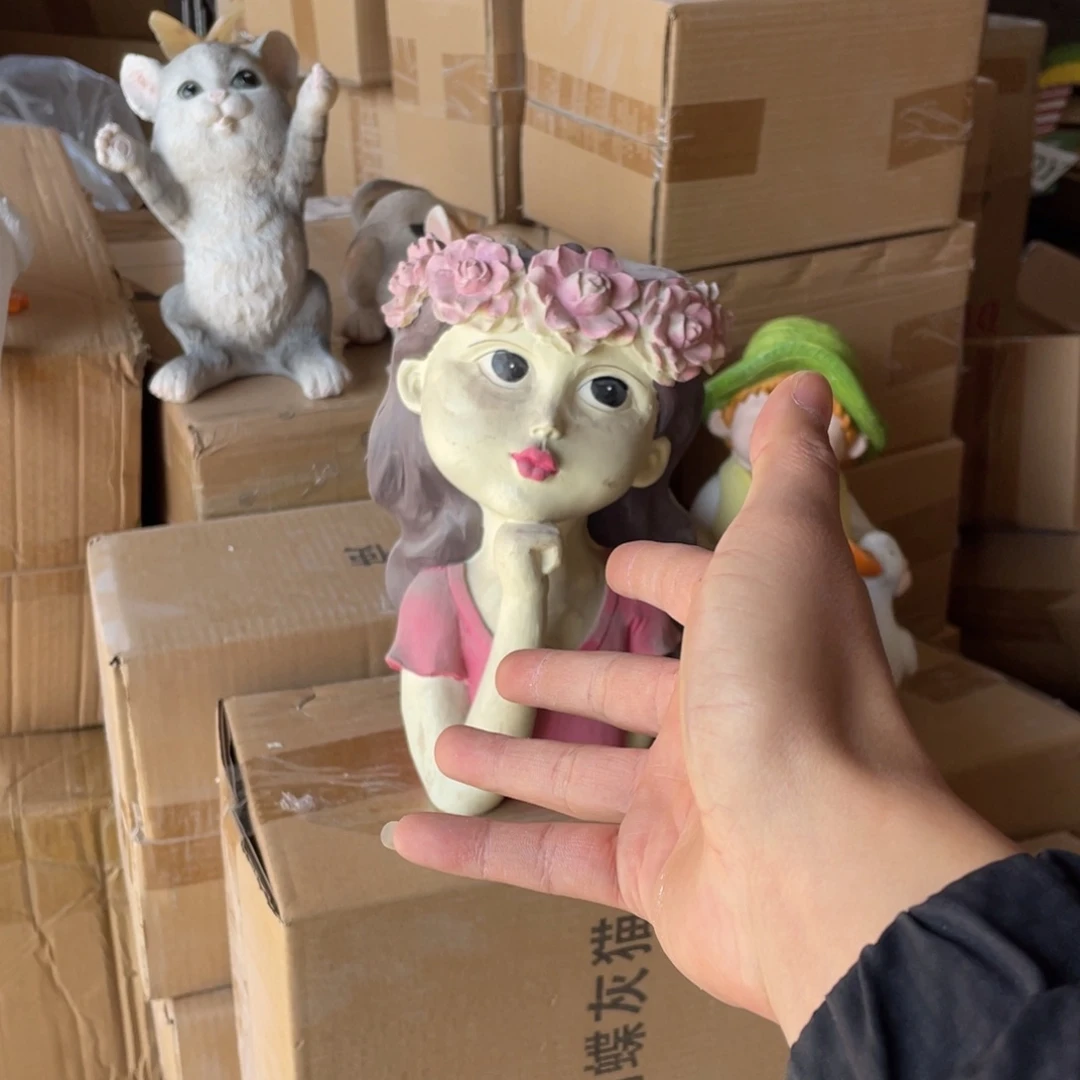 【闪购商品】树脂沉思女孩盆摆件