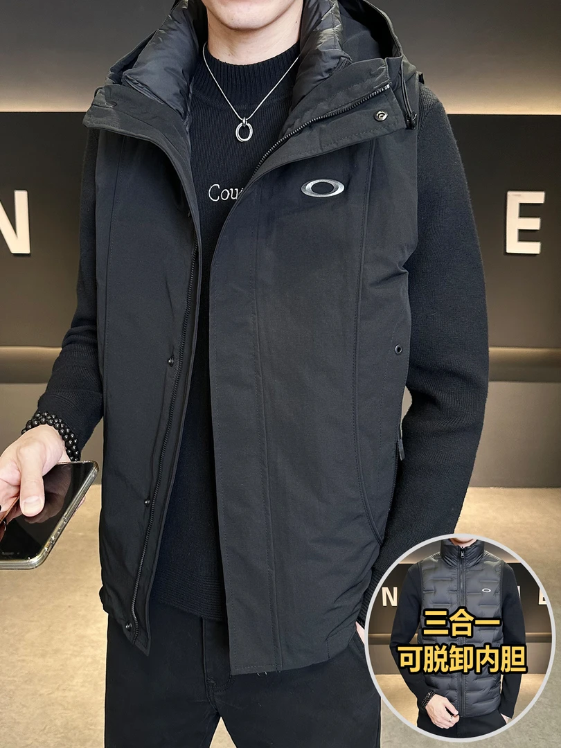 2025新款秋冬男士马甲外穿加厚立领保暖背心秋冬季三合一连帽外套