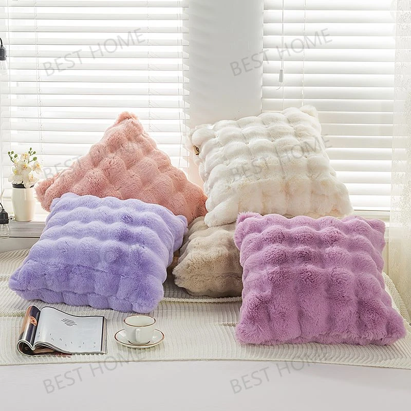 【贝贝家】托斯卡纳抱枕50*50 仿兔毛抱枕沙发枕靠枕抱枕被