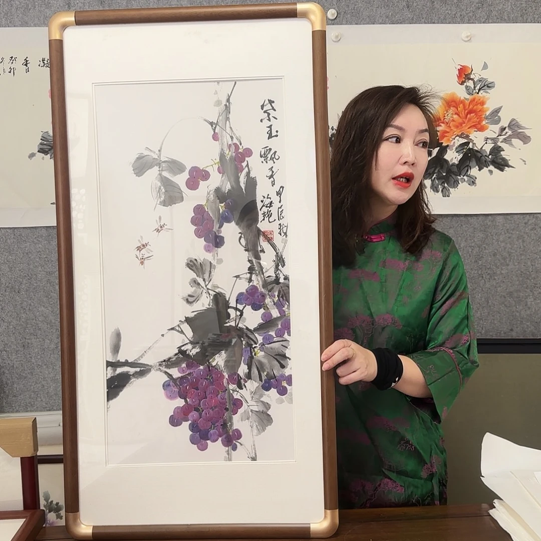 国画葡萄 黛玉飘香 48*92 实木框裱 纯手绘 孤品 年底福利