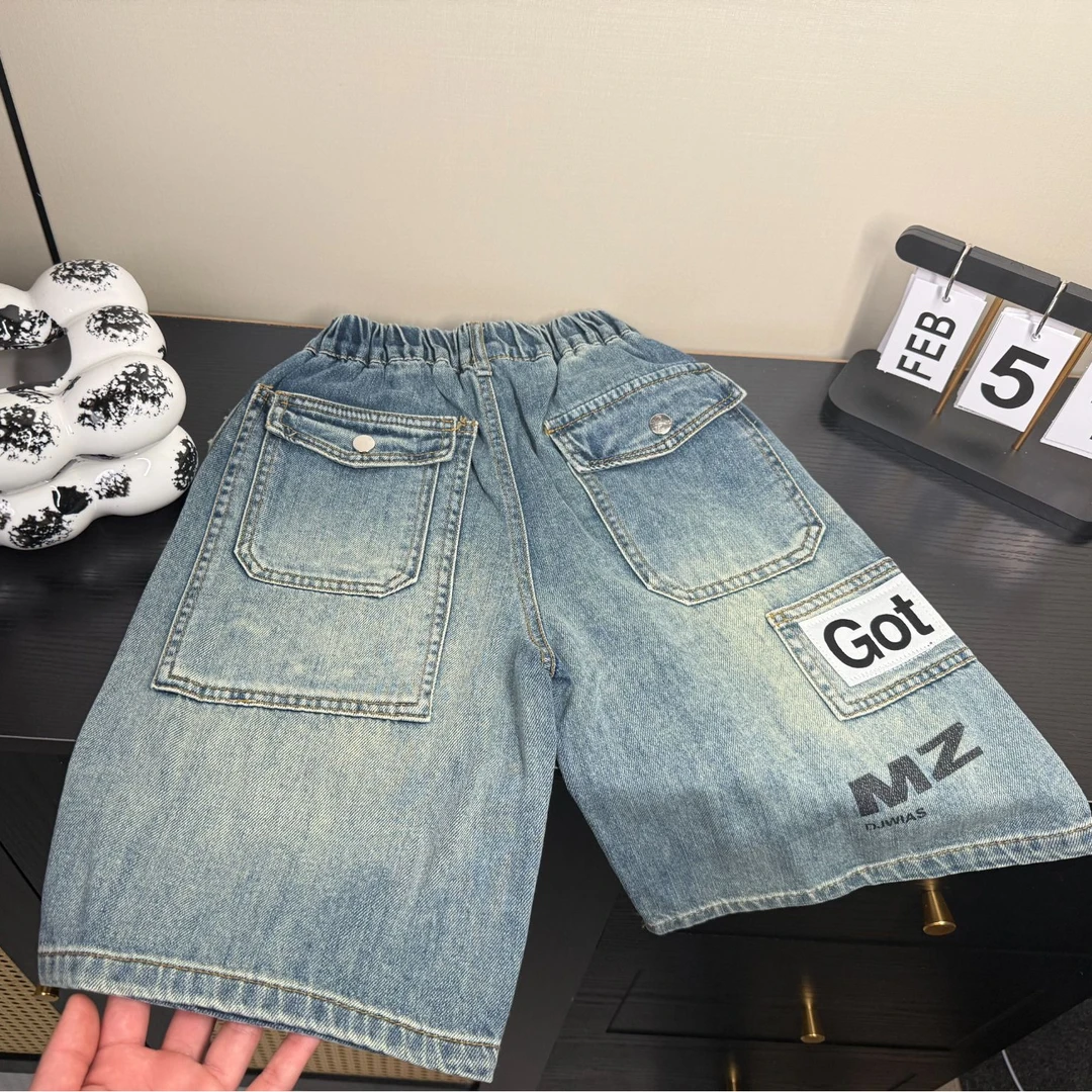 男童夏装牛仔短裤2025新款儿童夏季裤子中大童男孩薄款七分裤洋气
