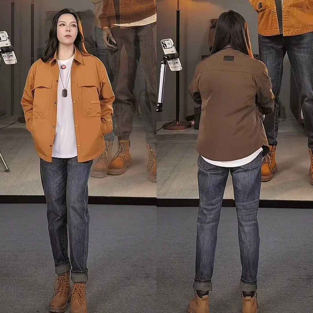 高品质机能风工装美式高街潮流时尚休闲宽松百搭纯色翻领夹克外套