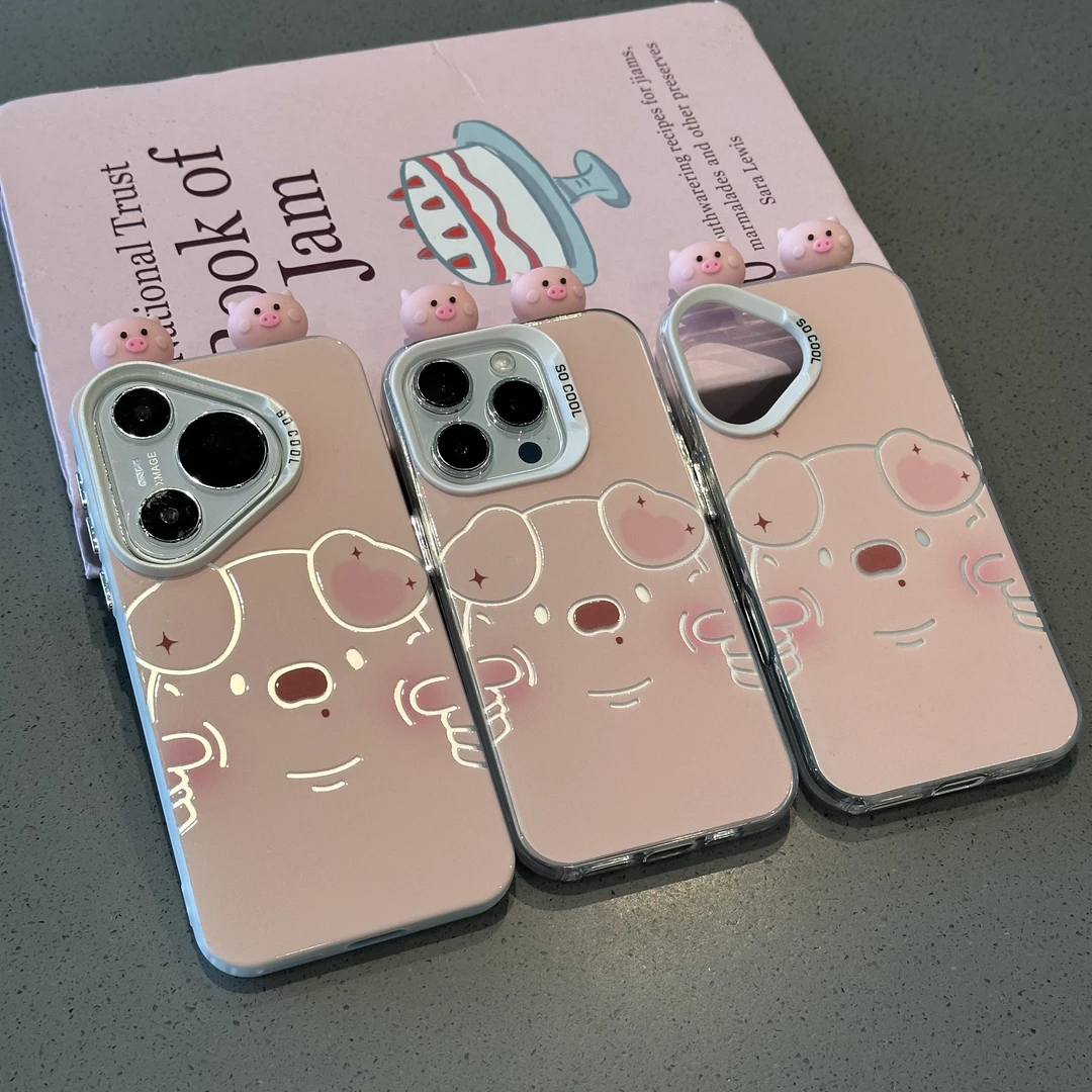 BANCA可爱卖萌猪猪立体小猪适用苹果16手机壳华为oppo小米15vivo