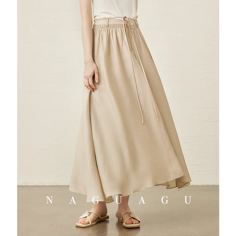 南瓜谷【塞纳河半裙】優质莱赛尔绵羊毛 宽松显瘦飘带半裙