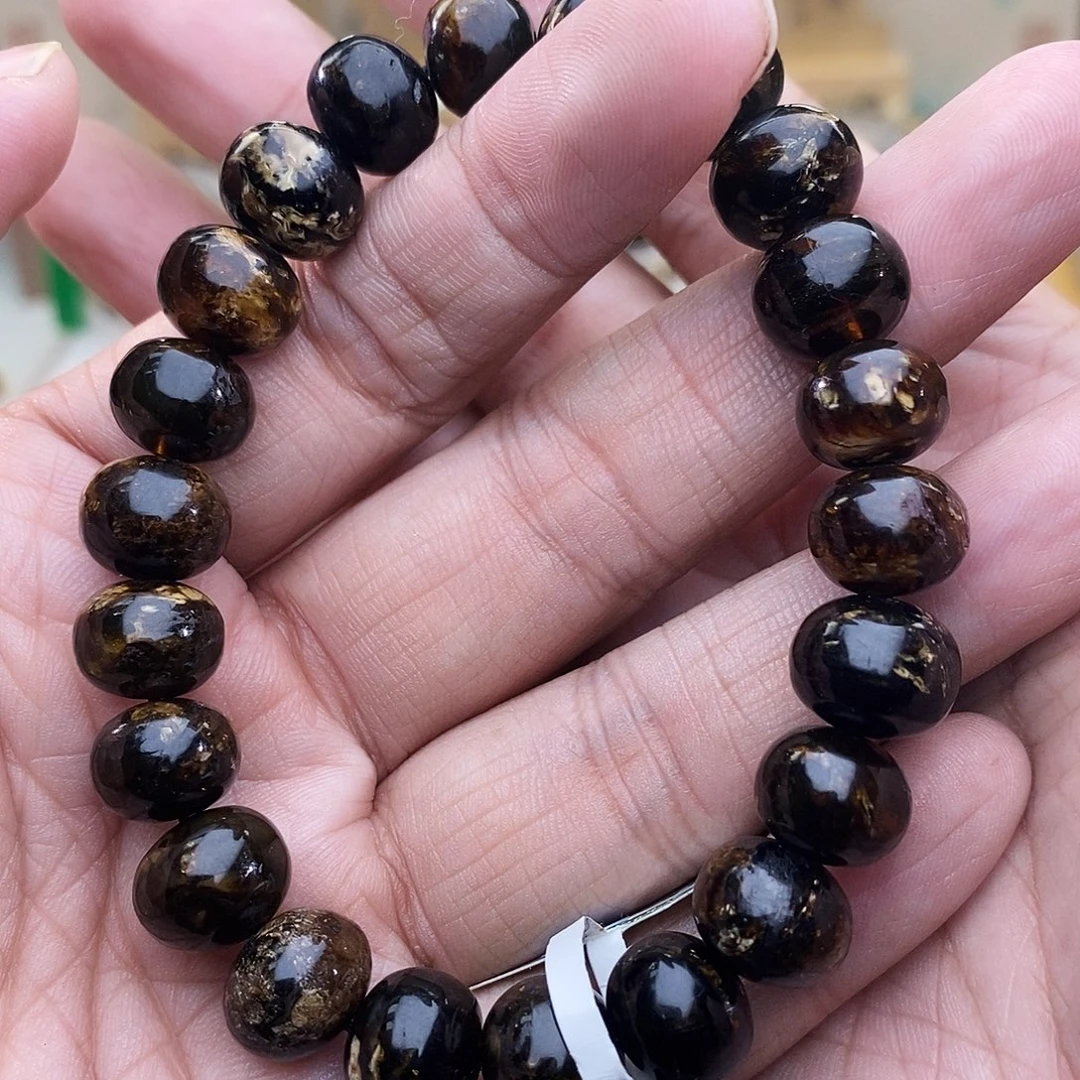 琥珀未镶嵌裸石12黑花