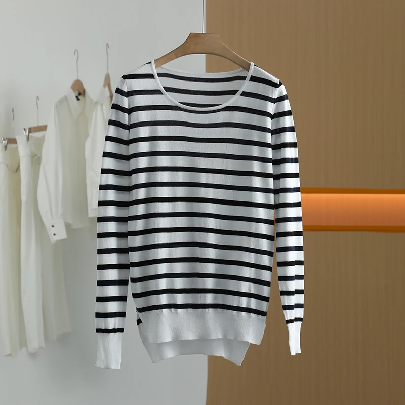 【上新7折-唐长老自营】货号Y0900女装春秋女装条纹休闲针织衫YL
