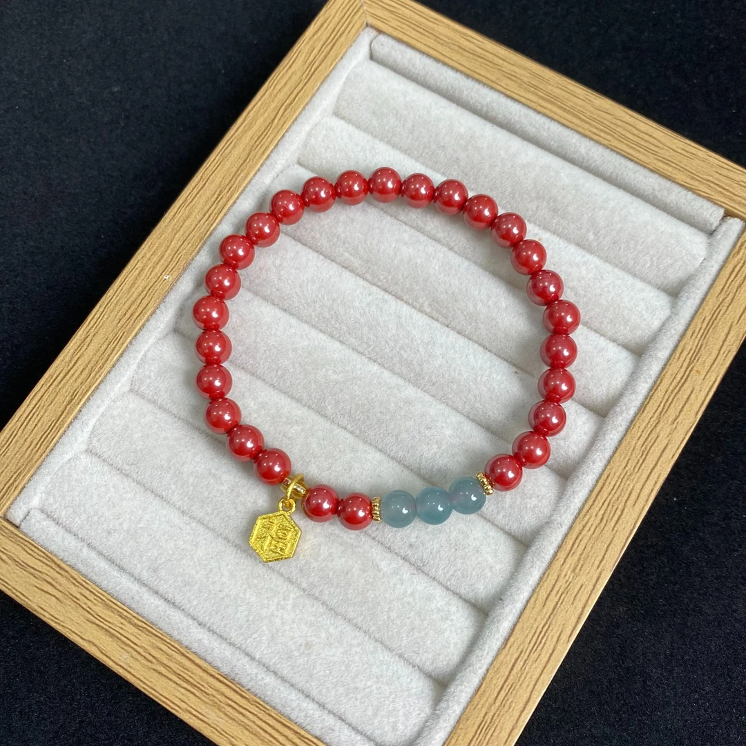 含辰砂工艺品帝王砂配福牌手串（多样性发一件）B-88