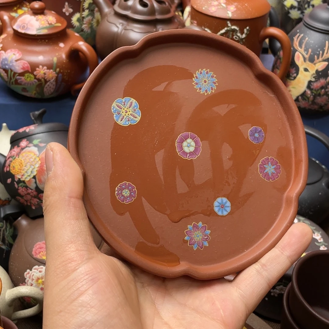 红泥茶杯紫砂壶承