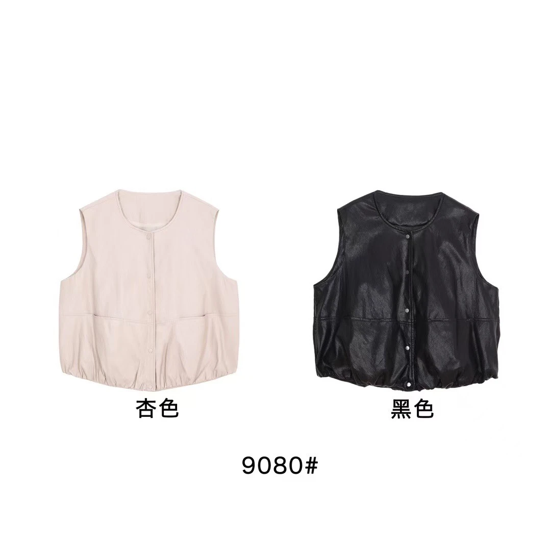 美斯拉#9080秋季福利高品质皮马甲，衣长：60cm