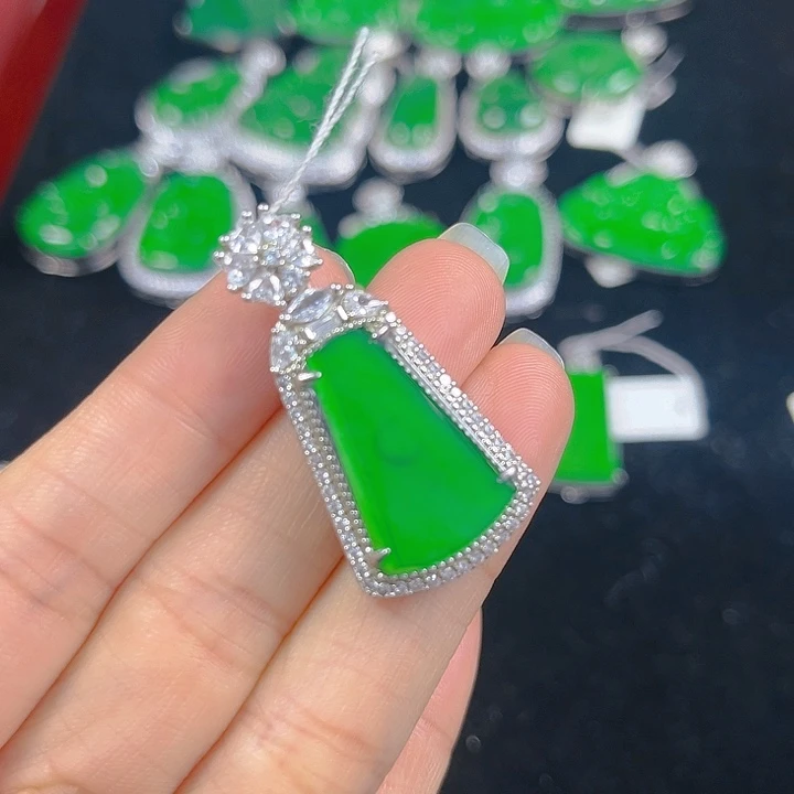 翡翠银S925镶嵌吊坠(不含链)