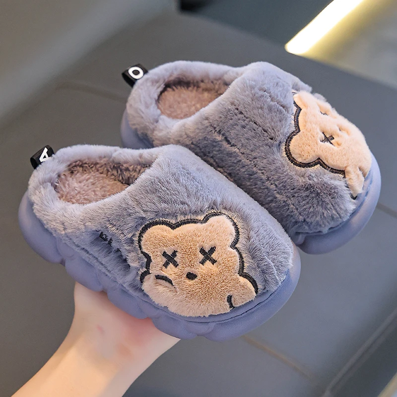 冬季儿童棉拖鞋男女童保暖加绒防滑亲子厚底居家小中大童小孩棉鞋