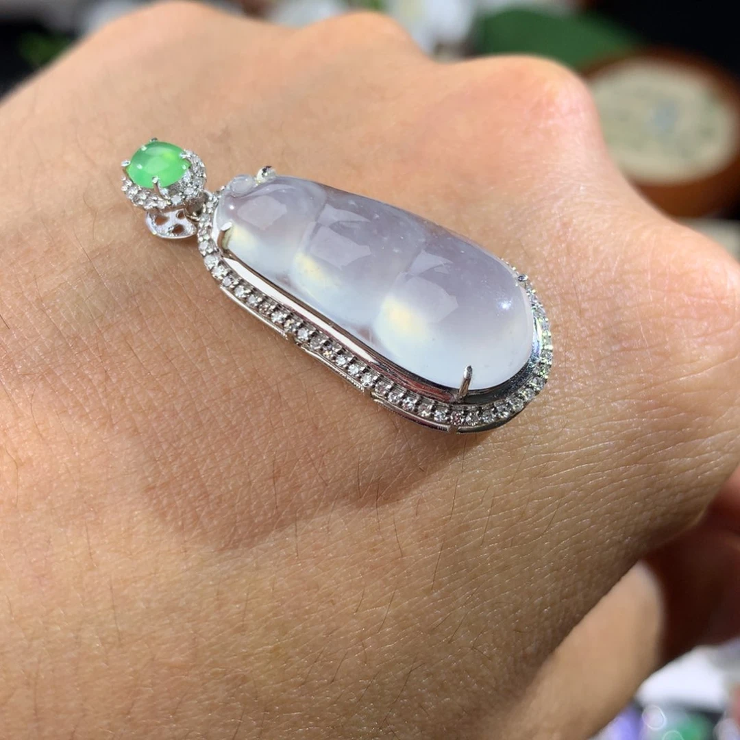 翡翠18K金镶嵌吊坠(不含链)